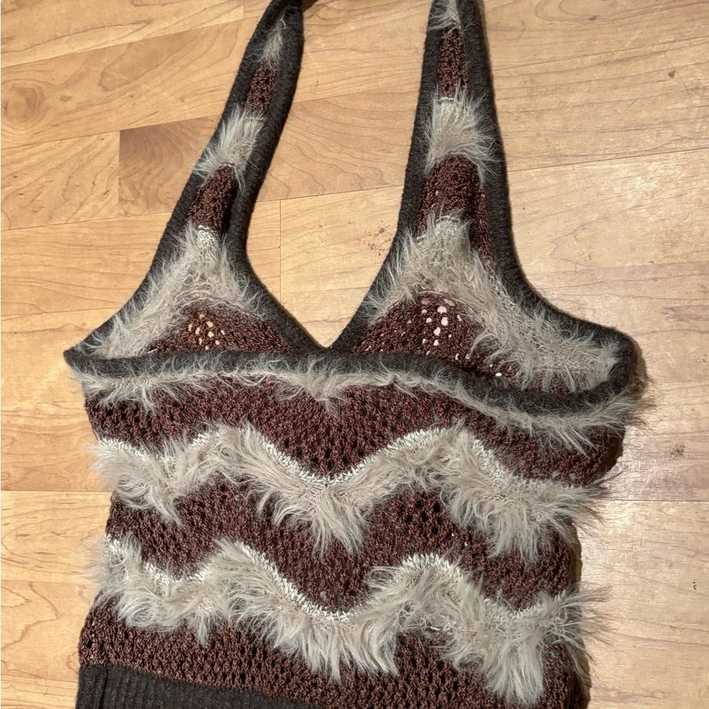 Akira Brown and Tan Women's Halter Top - Picture 3 of 5